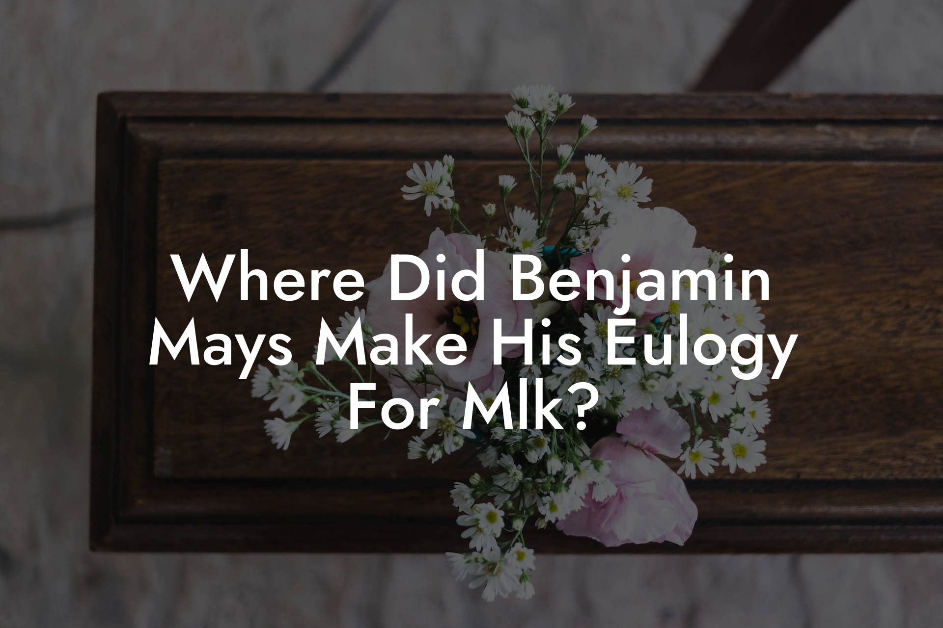 Where Did Benjamin Mays Make His Eulogy For Mlk?
